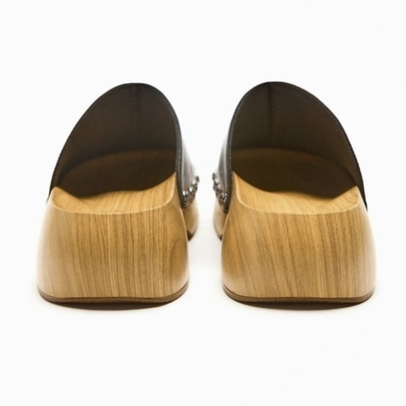 New Zara | Sliver Studded Black Clogs Shoes - Picture 6 of 10